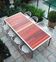 Galaxy Table with Stainless Steel - Stainless Steel and Timber Outdoor Furniture Brisbane