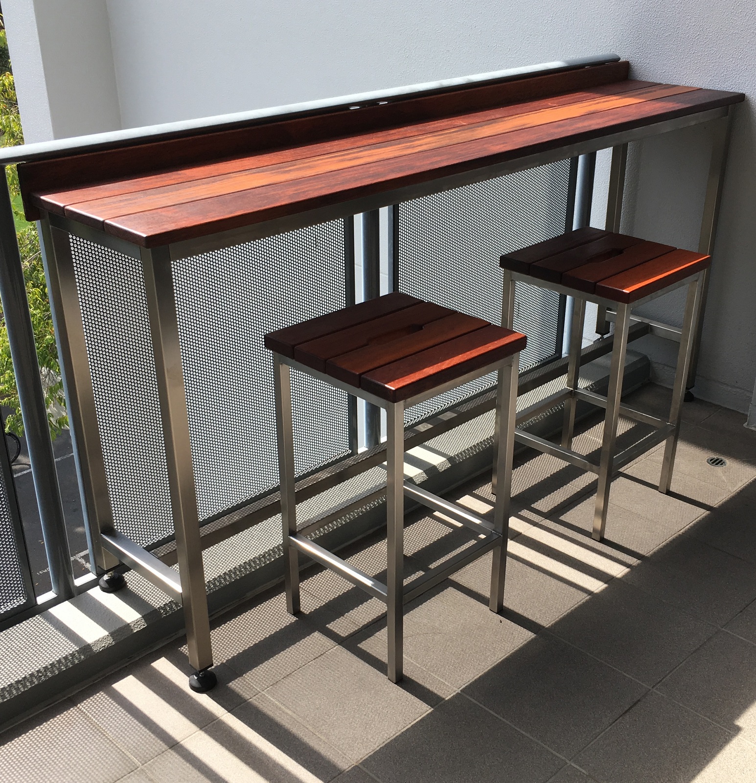 timber balcony bar table manufactured in Brisbane